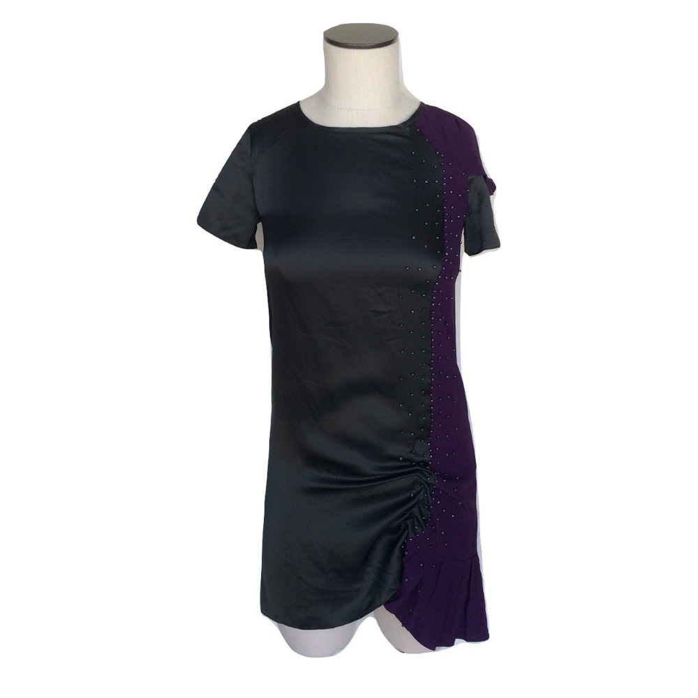 NWT Size 2 Silk Beaded Color Block Mini Dress